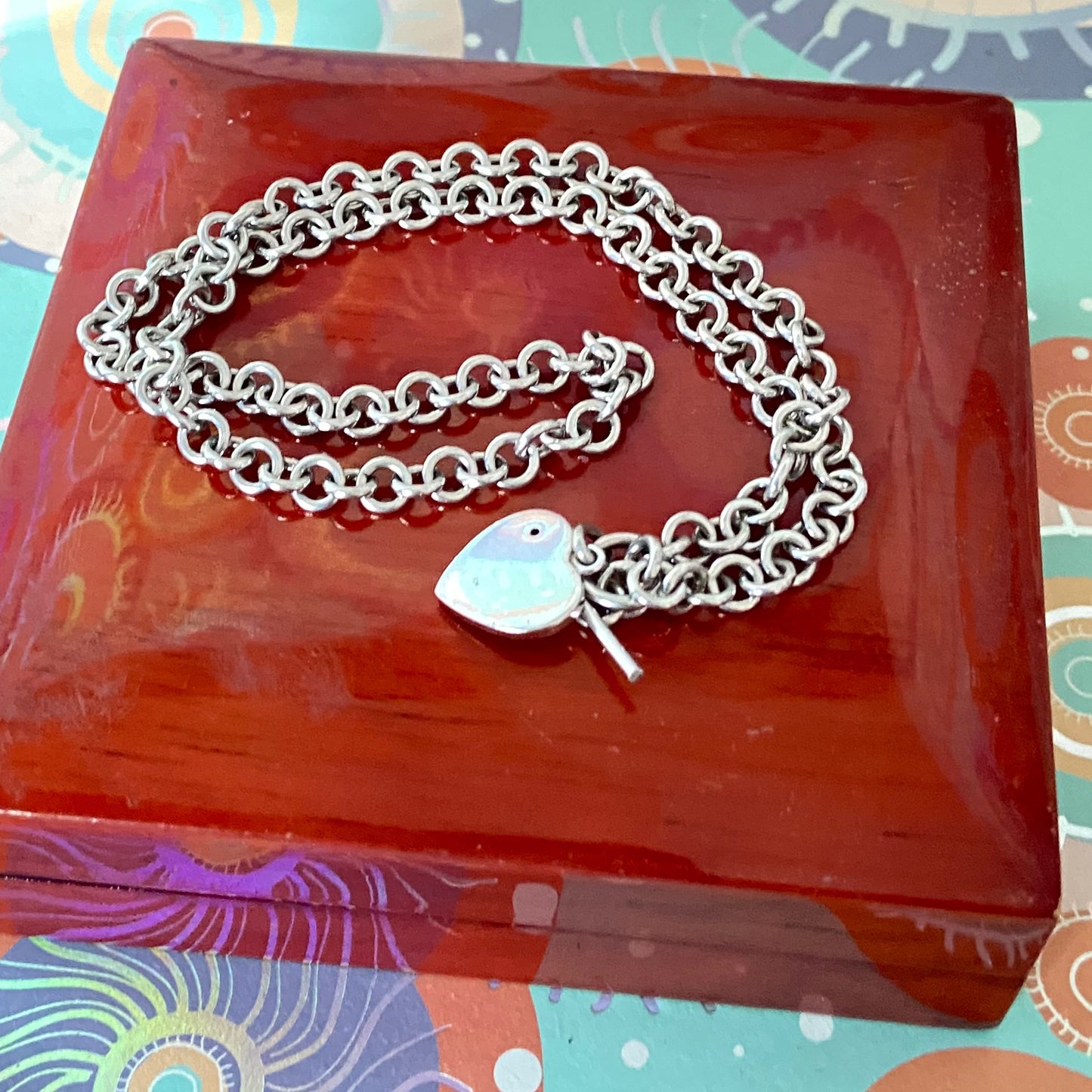 Sure T bar Hot Diamonds Necklace with a Solid Sterling Silver Heart with a Diamond. 26g. 40cm in Length