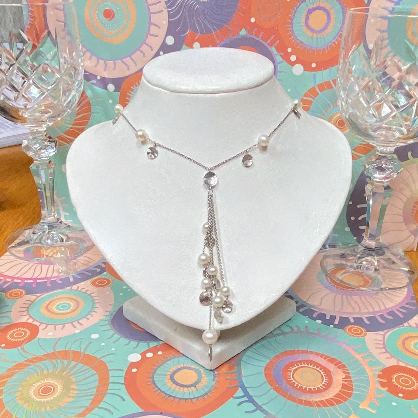 Sterling Silver and water Pearl Lily pad Links of London Necklace