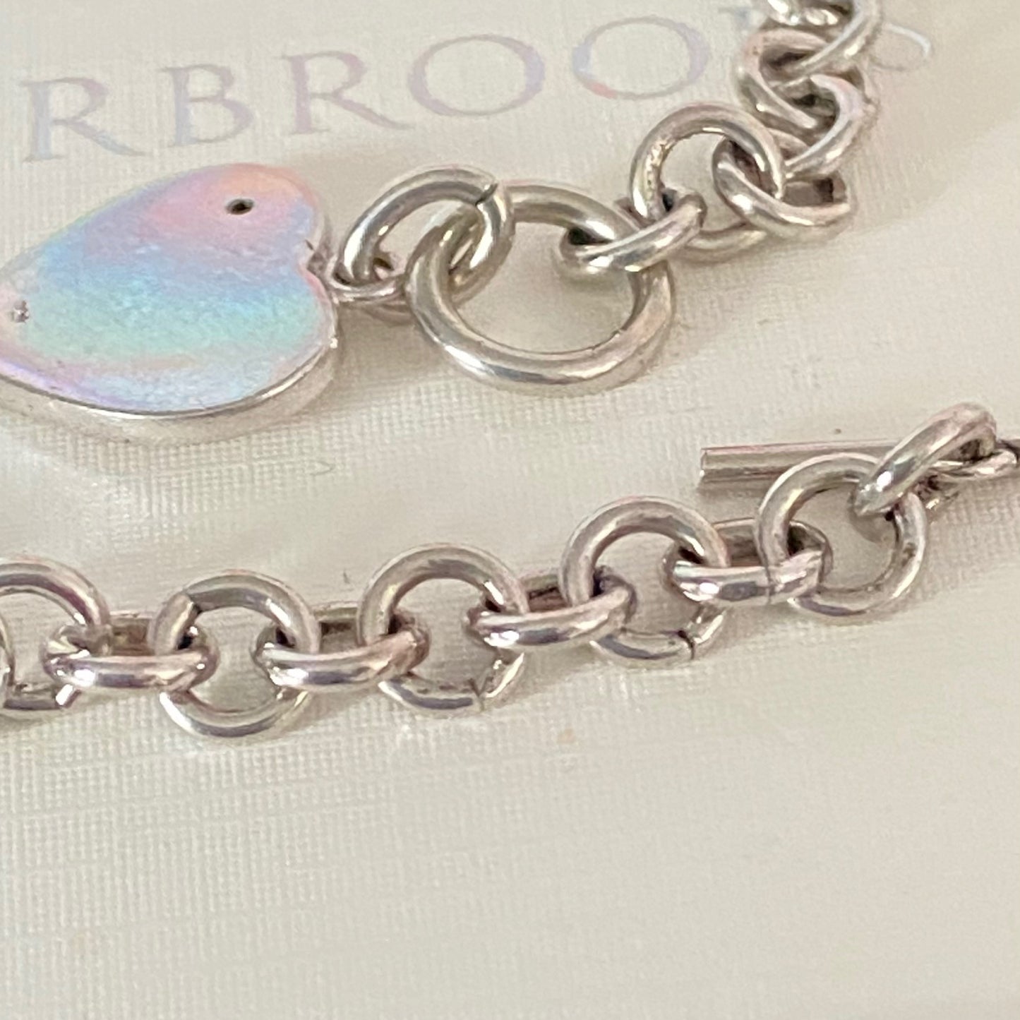 Amazing Preloved Sure T bar Hot Diamonds Bracelet with a Solid Sterling Silver Heart with a Diamond. 15g. 18cm in Length