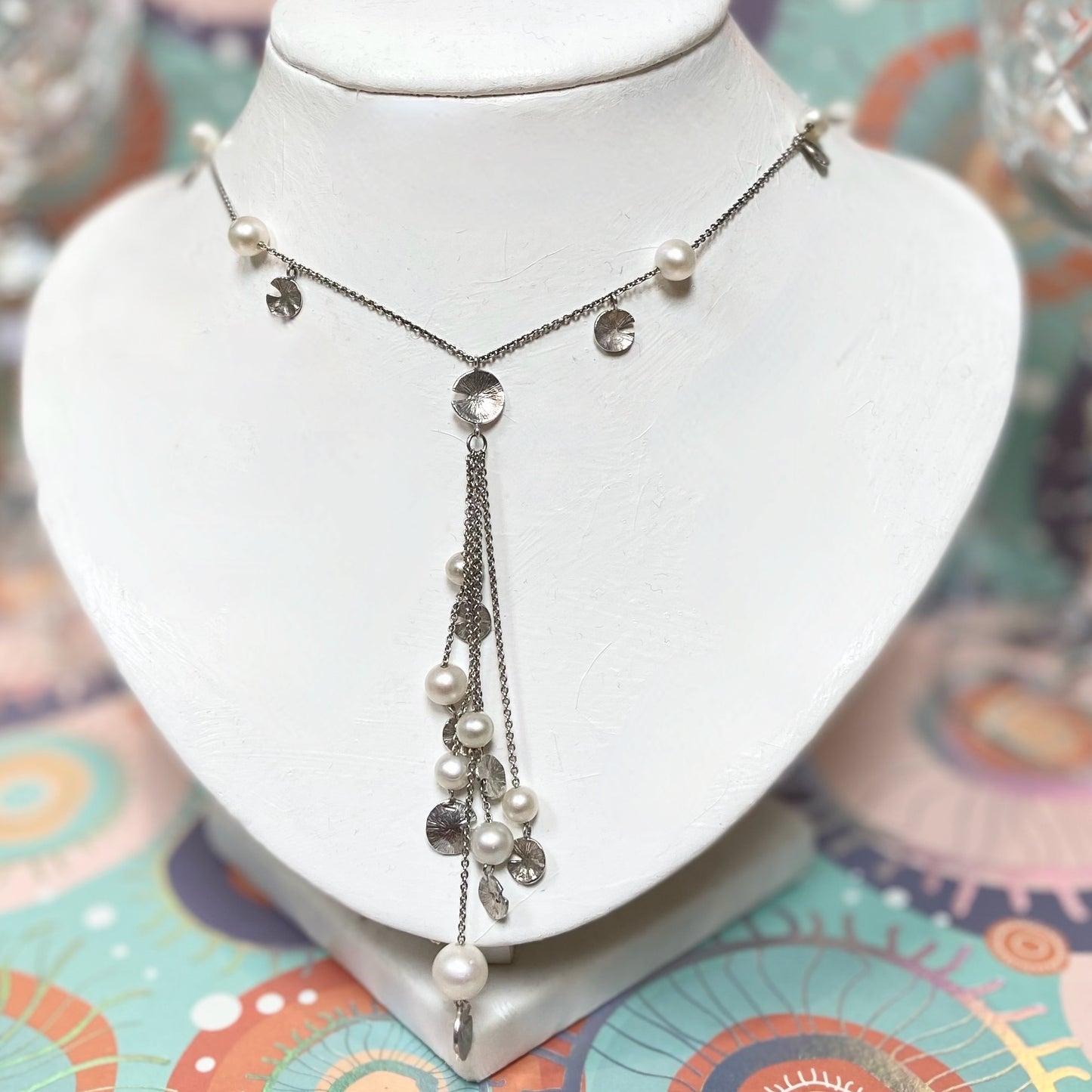Sterling Silver and water Pearl Lily pad Links of London Necklace