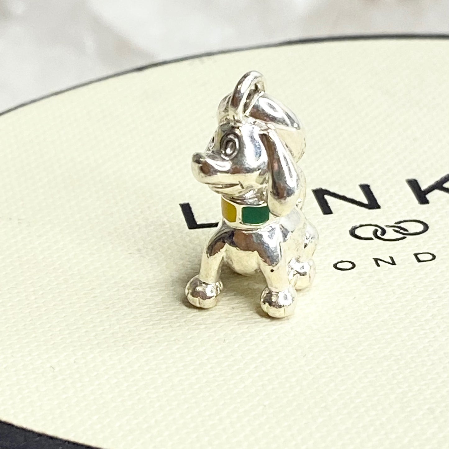Links of London Happy Dog Charm with a Colourful Collar Charm