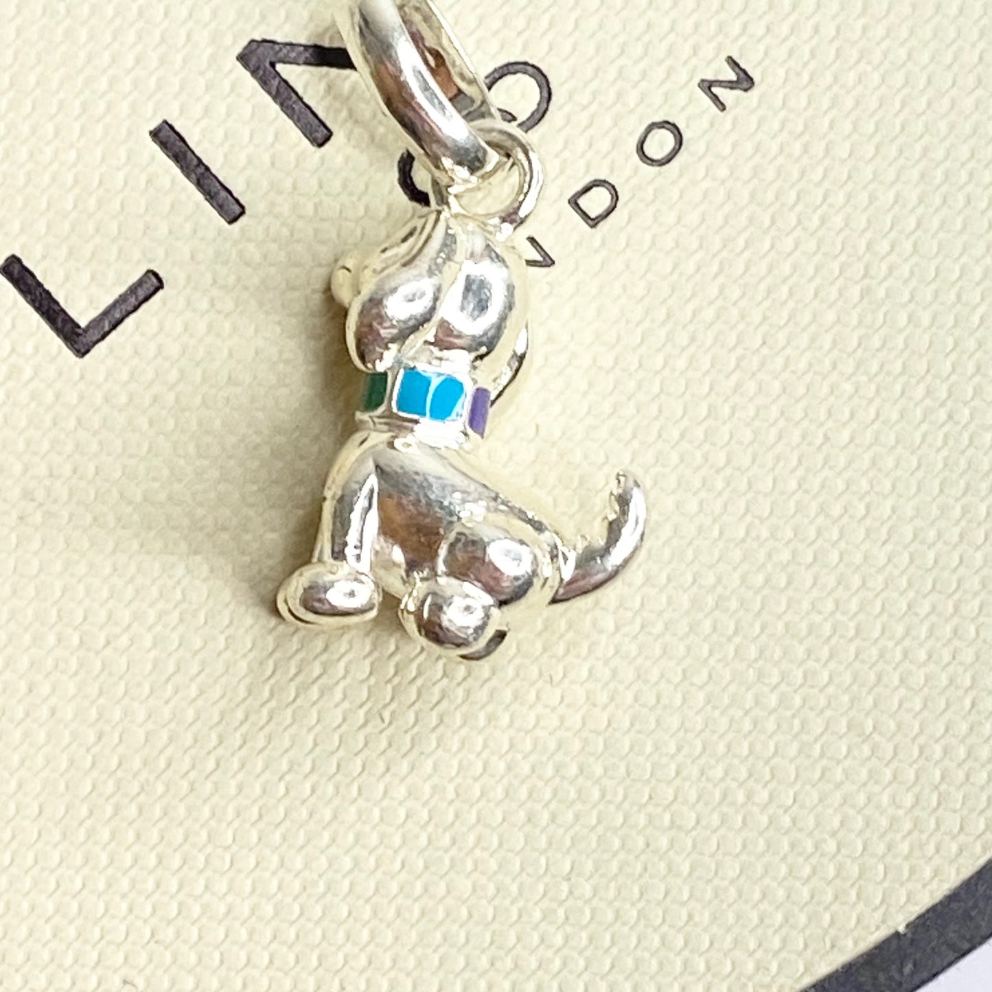 Links of London Happy Dog Charm with a Colourful Collar Charm