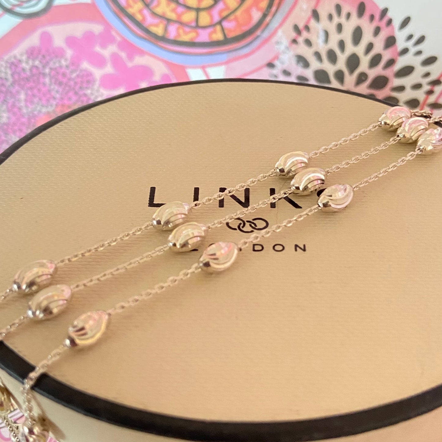 Links of London Sterling Silver Beaded Bracelet, 3 Row - 16cm  Size Small