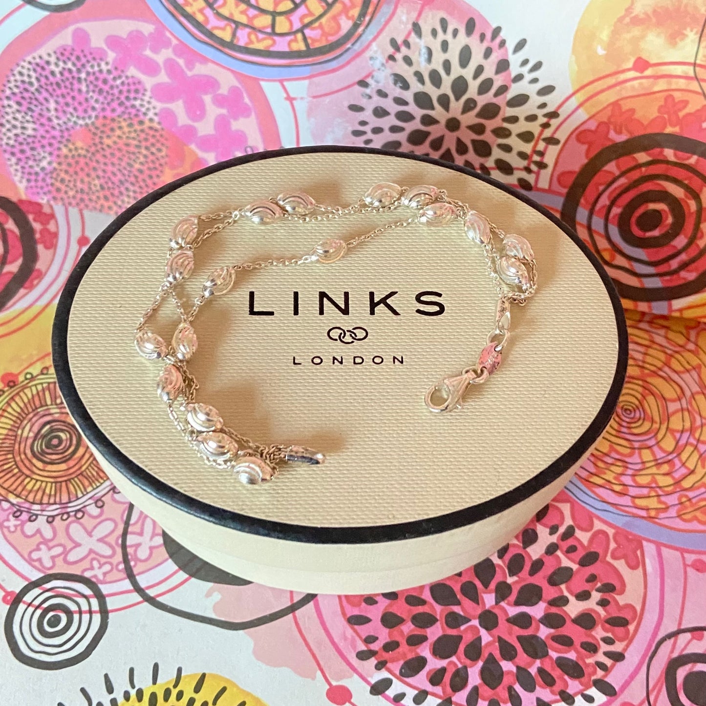 Links of London Sterling Silver Beaded Bracelet, 3 Row - 16cm  Size Small