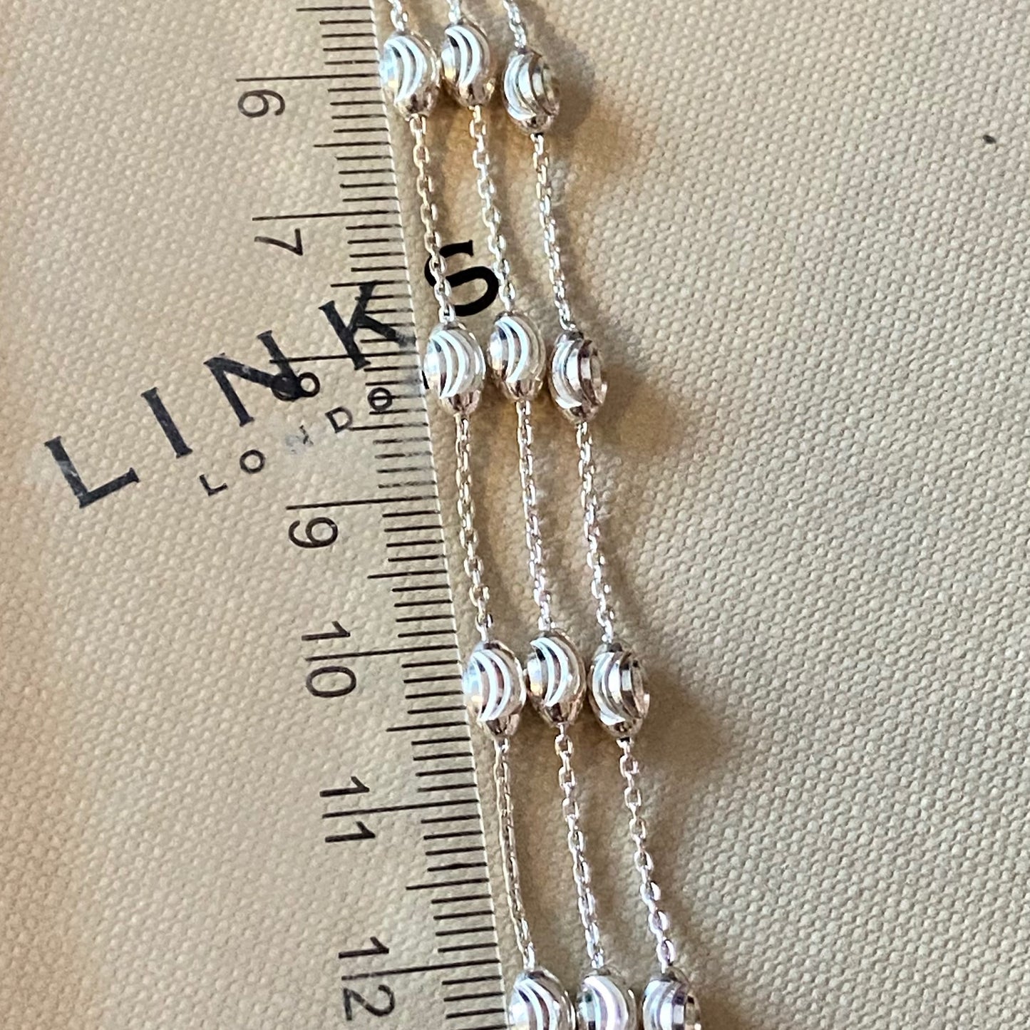 Authentic Links of London Essentials Sterling Silver 3 Row Beaded Bracelet, Small 16cm. New Condition, waiting to be loved.