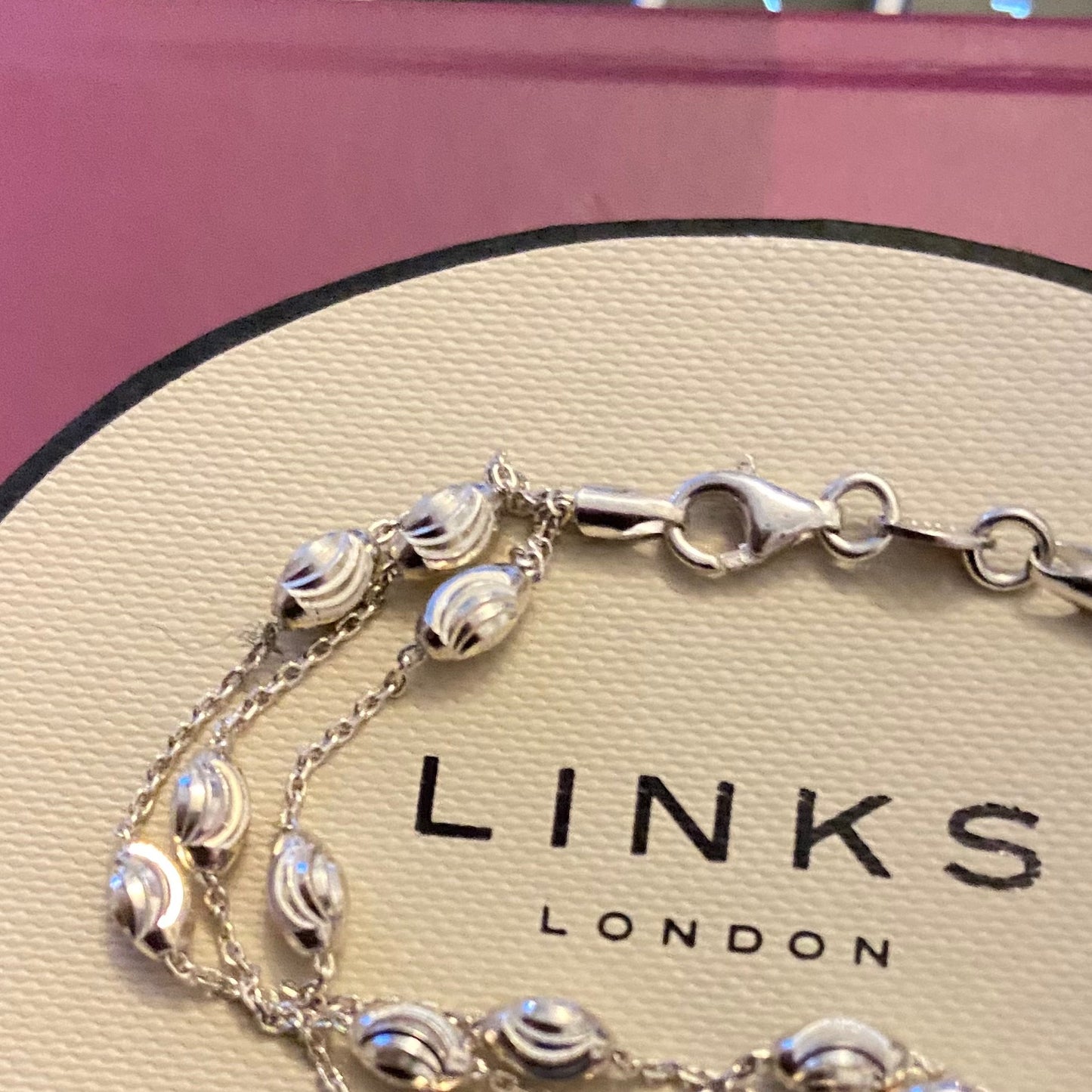 Authentic Links of London Essentials Sterling Silver 3 Row Beaded Bracelet, Small 16cm. New Condition, waiting to be loved.