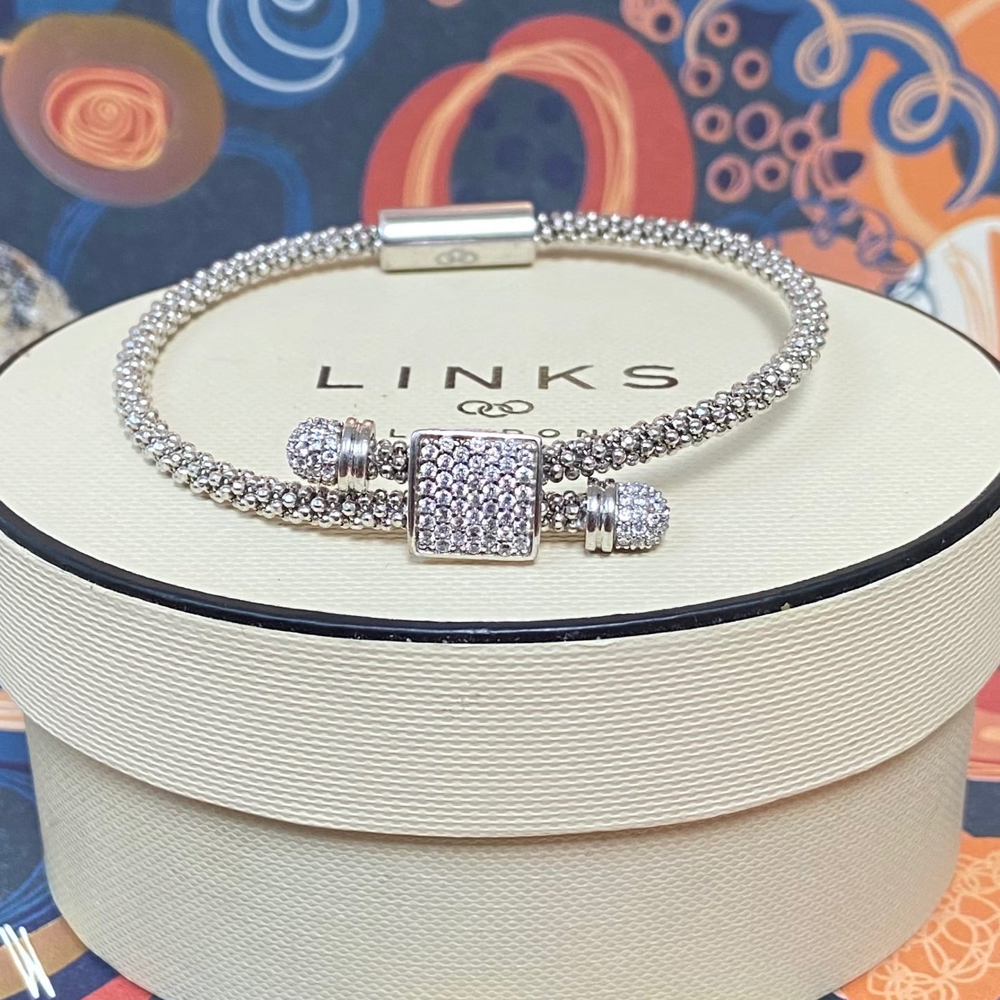 Links of London Sterling Silver Star Dust Toggle Square Bracelet with a magnetic clasp