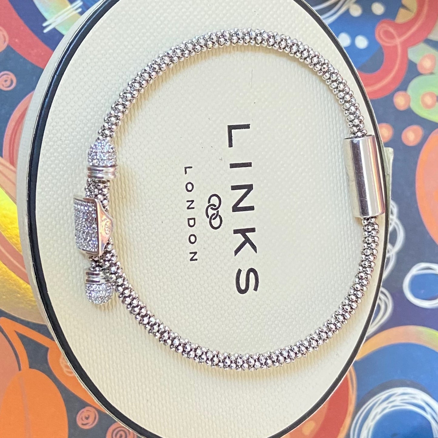 Links of London Sterling Silver Star Dust Toggle Square Bracelet with a magnetic clasp