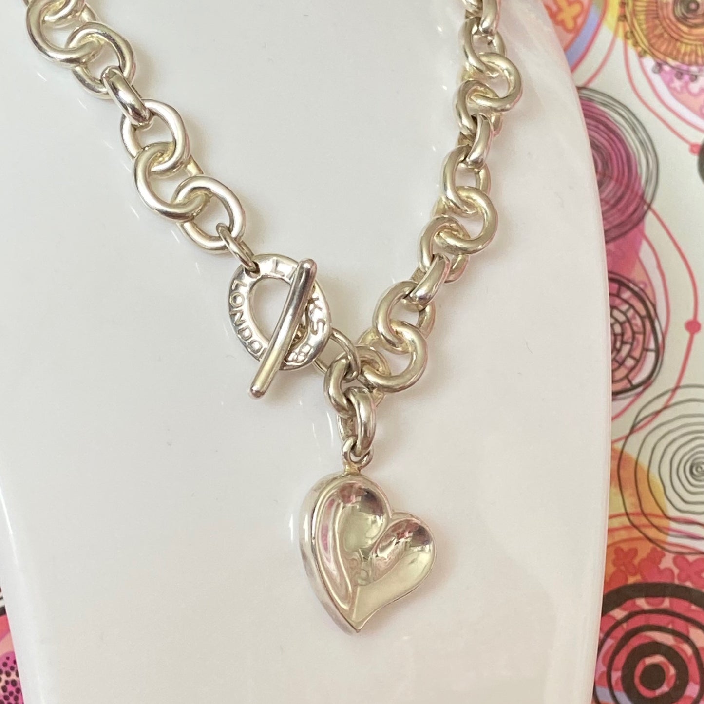Signature Links of London Necklace Silver Heart. 43.5cm 83g