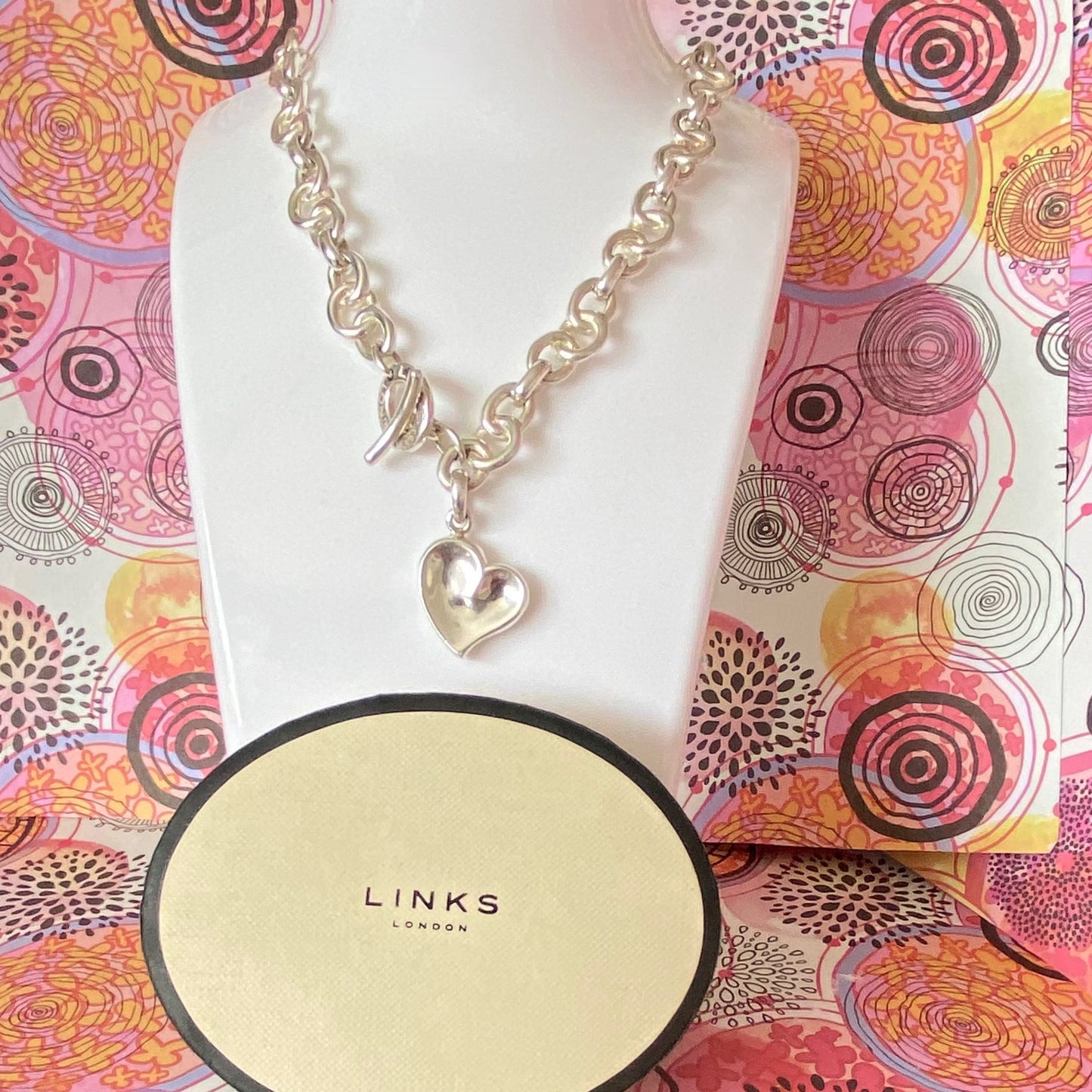 Signature Links of London Necklace Silver Heart. 43.5cm 83g