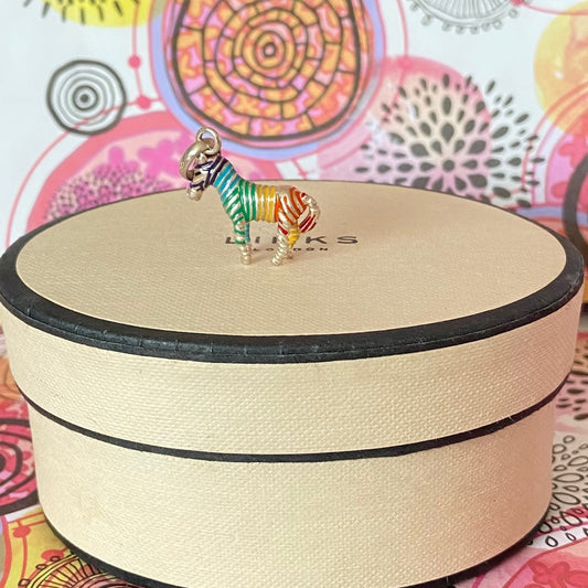 Links of London Enamel Rainbow Zebra charm.