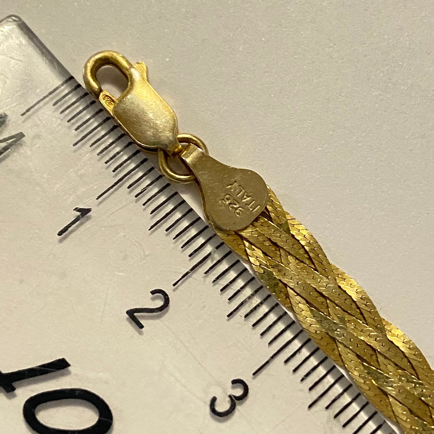 Italy 925 Gold Plated 6 Strand Braided Woven Herringbone chain Bracelet