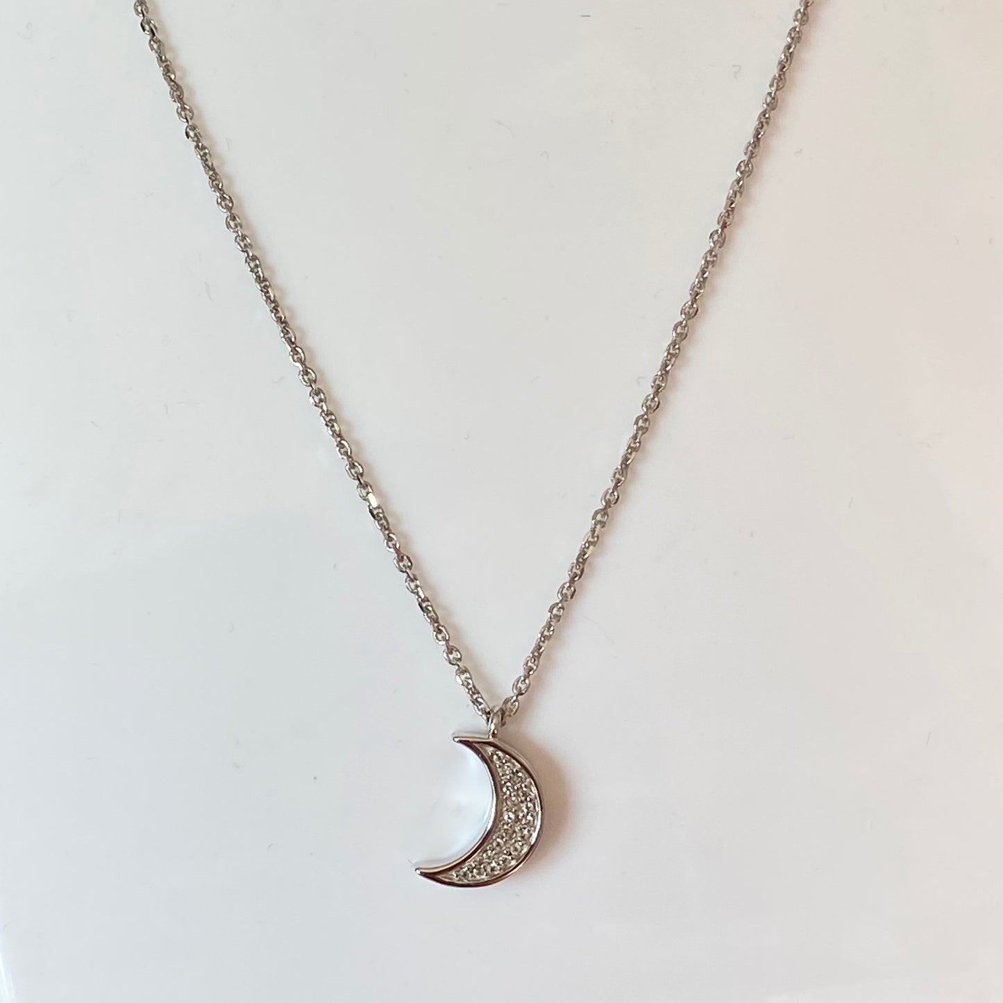 Links of London White Sapphire Moon Crescent Necklace New !