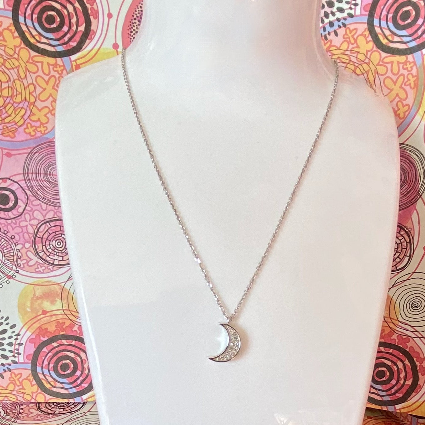 Links of London White Sapphire Moon Crescent Necklace