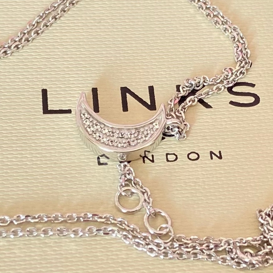 Links of London White Sapphire Moon Crescent Necklace
