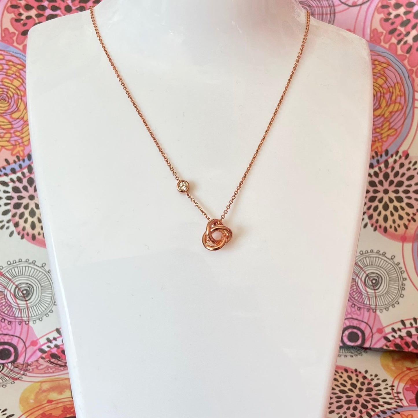 New! Links Of London Love Knot Necklace with Clear Topaz Stone