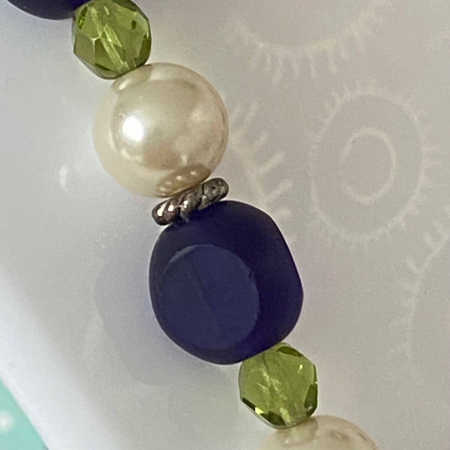 Beaded Necklace with Glass beads and faux pearls