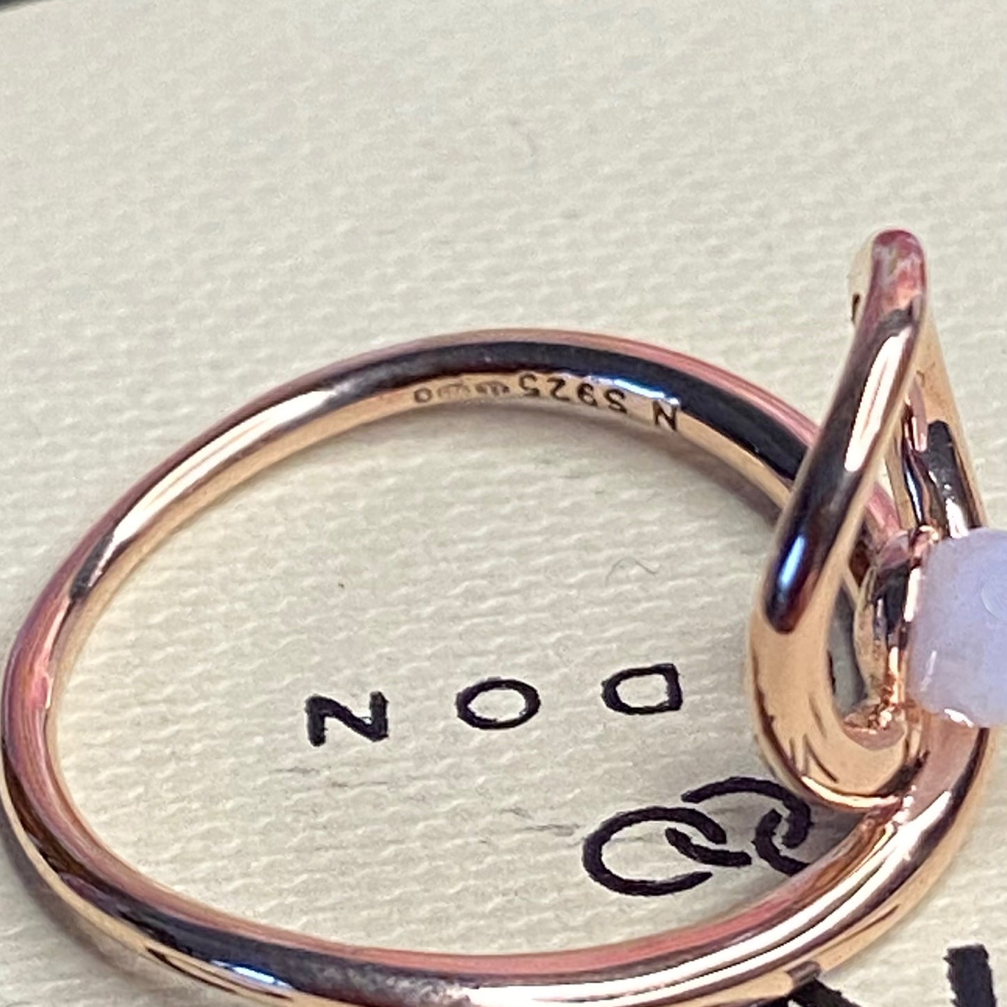 Links of London Serpentine 18kt Rose Gold Vermeil & Blue Lace Agate Gemstone Ring Size N