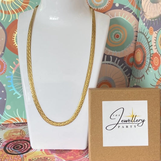 Sterling Silver and Gold gilt Vintage Herringbone effect Necklace