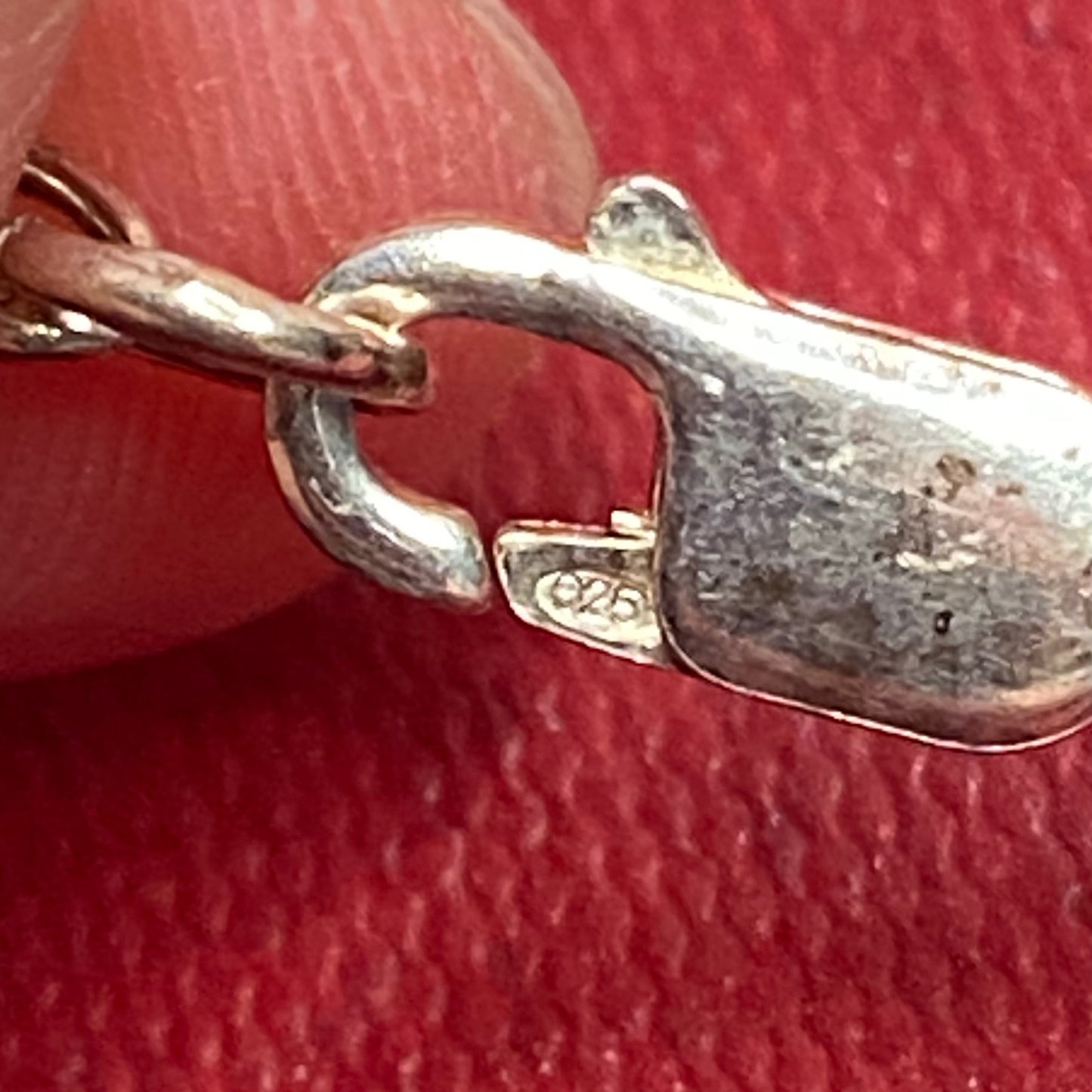 Sterling Silver chain with glass beads with a drop purple heart pendent
