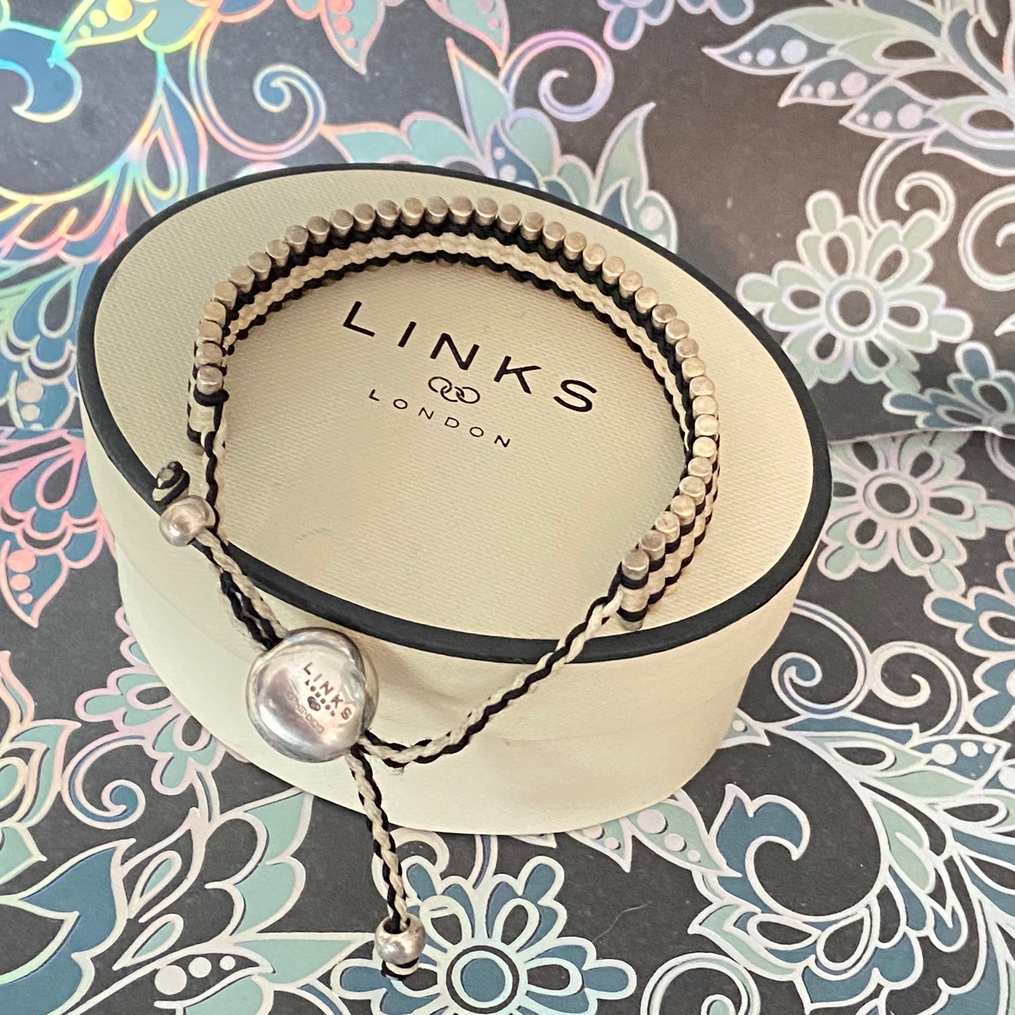 Links of London Cream and black Friendship Bracelet