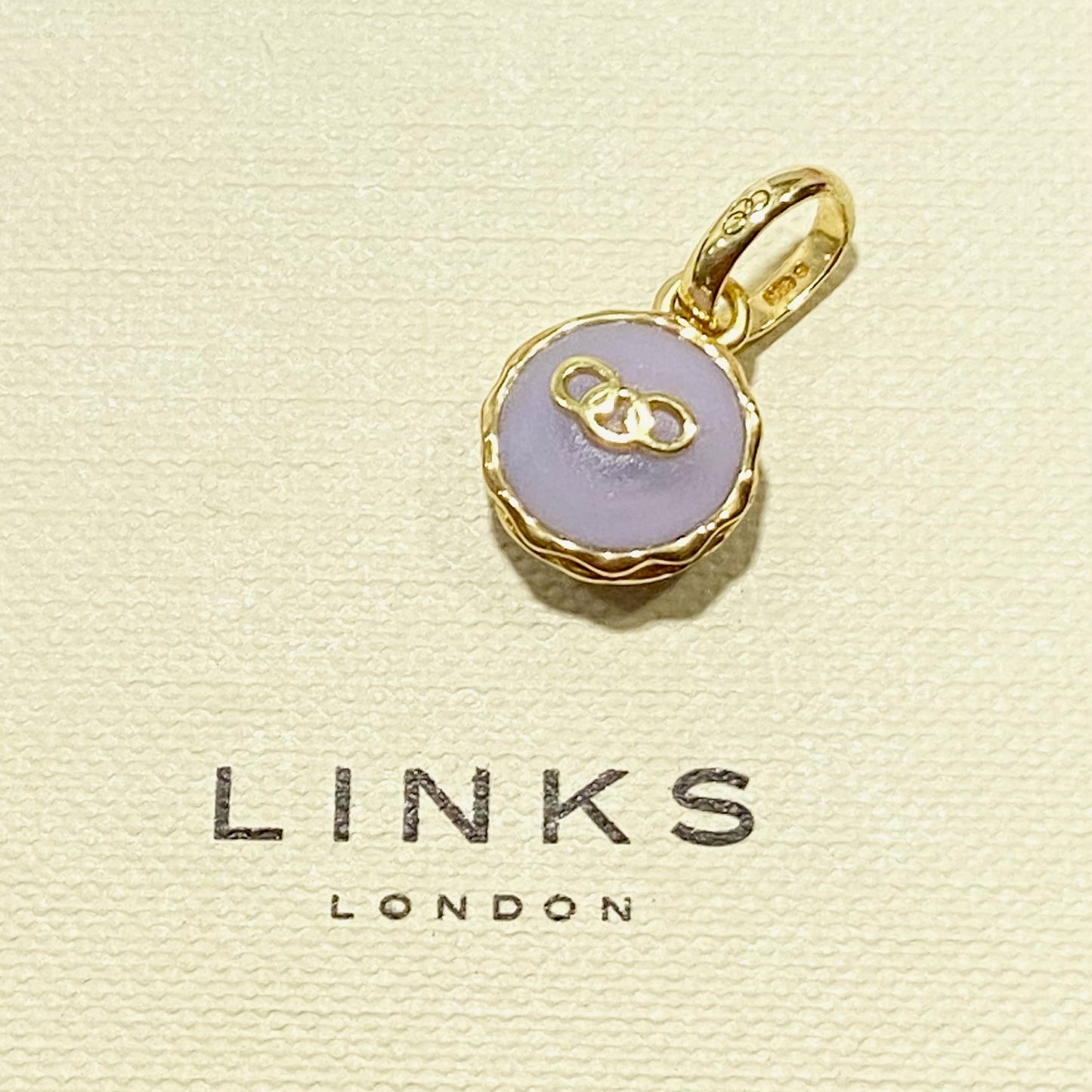 New! Links of London 18ct Gold Vermeil Lavender Macaron Charm