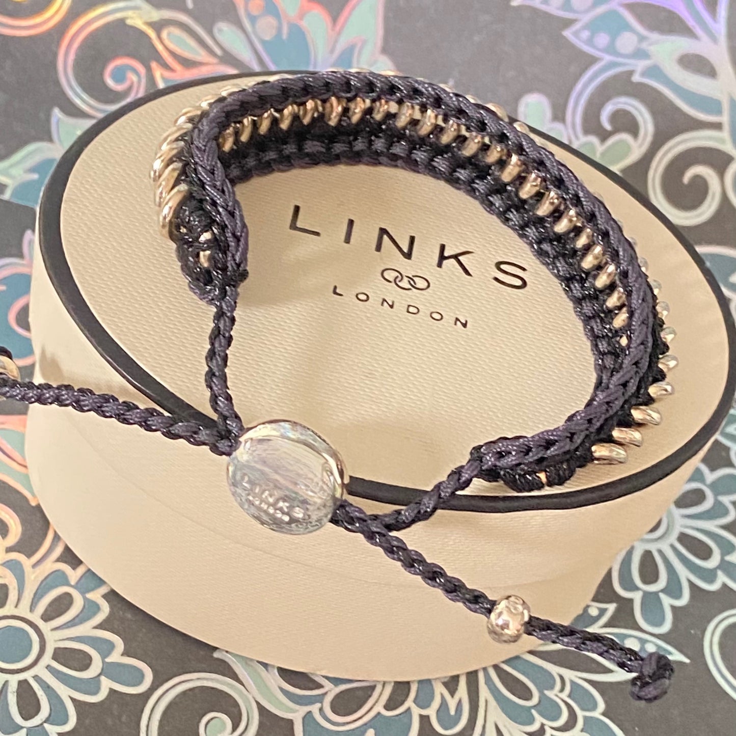Authentic Links of London Silver and Black Sweetie Friendship Bracelet Perfect Condition