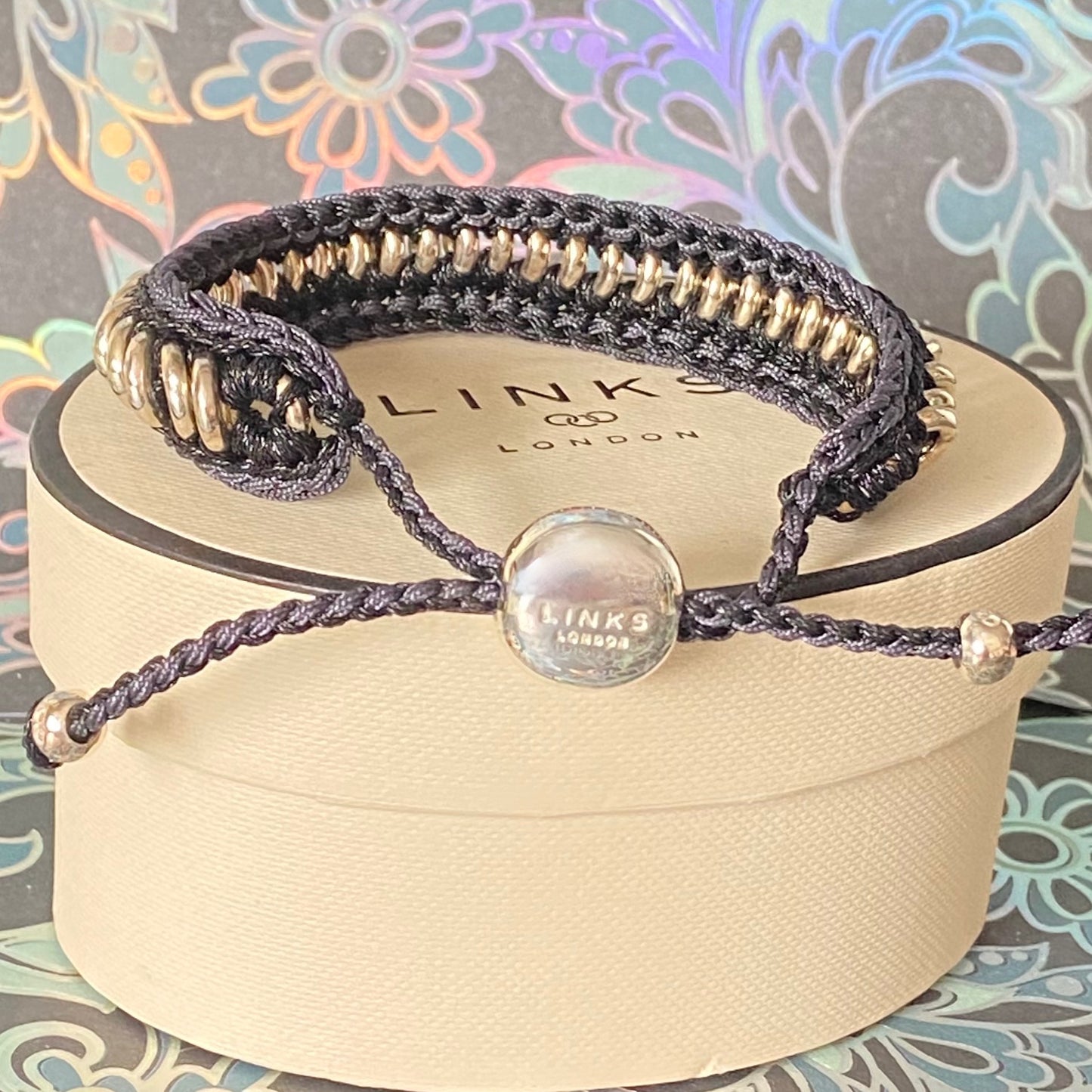 Authentic Links of London Silver and Black Sweetie Friendship Bracelet Perfect Condition