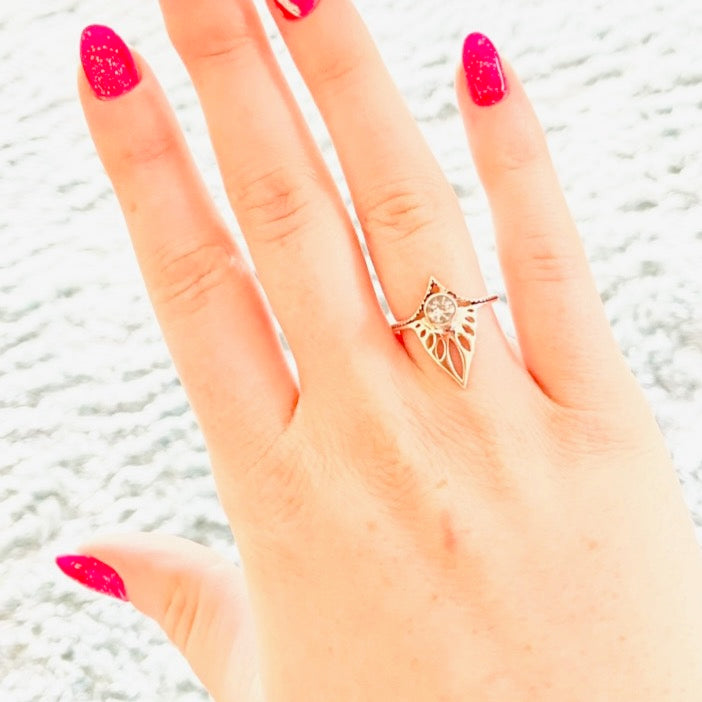 Sterling Silver Tiara Ring with a Faceted Gemstone