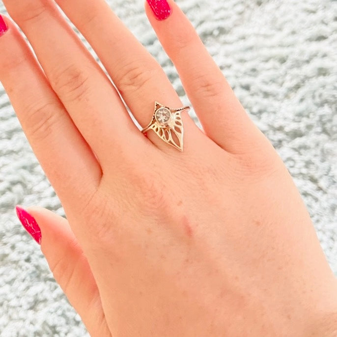 Sterling Silver Tiara Ring with a Faceted Gemstone