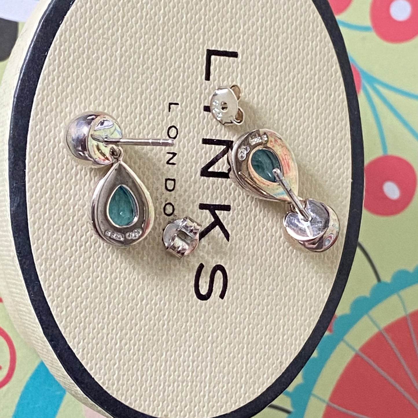 Links of London Sterling Silver Tear Drop Earrings with a Blue Topaz Tear Drop Stone with butterfly backs