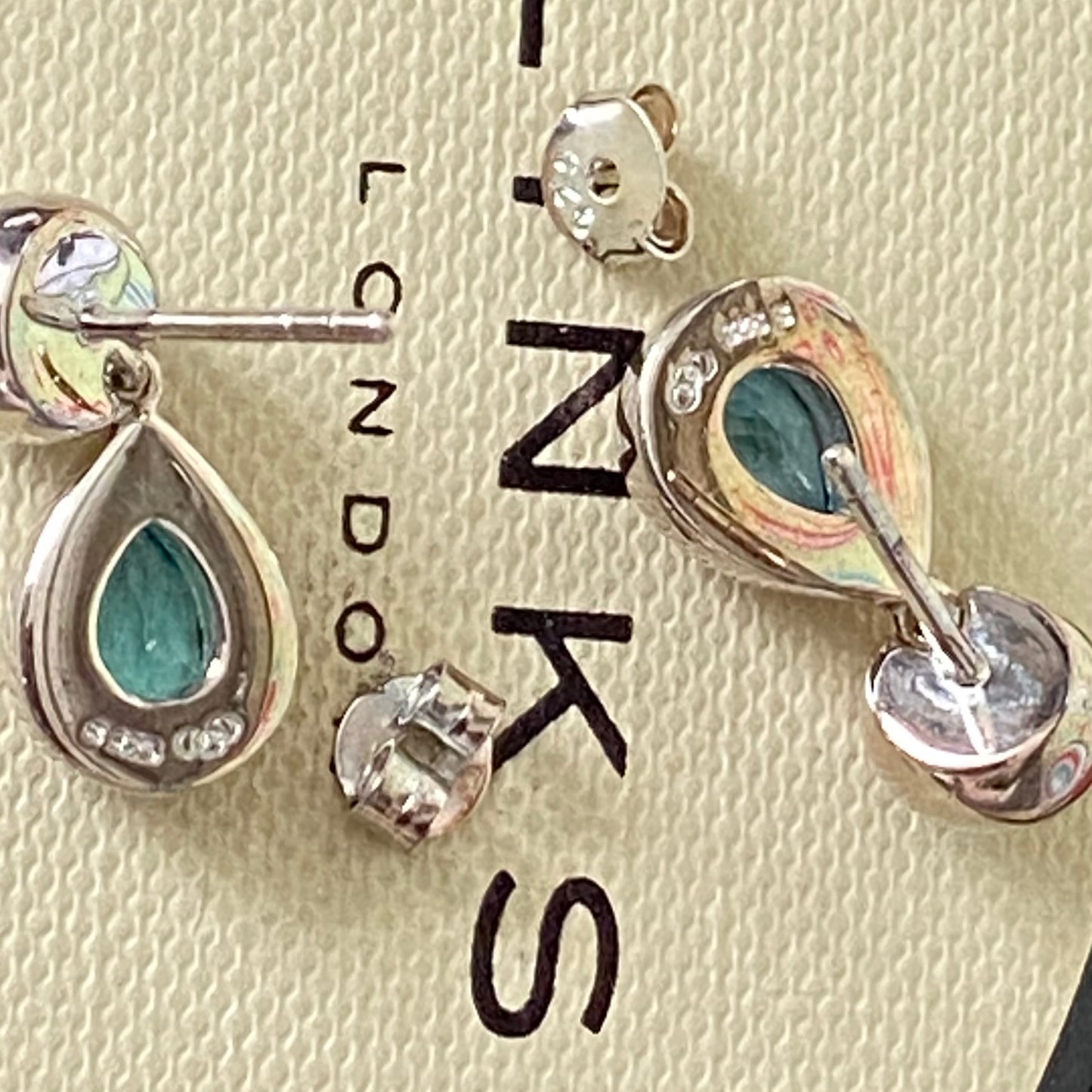 Links of London Sterling Silver Tear Drop Earrings with a Blue Topaz Tear Drop Stone with butterfly backs