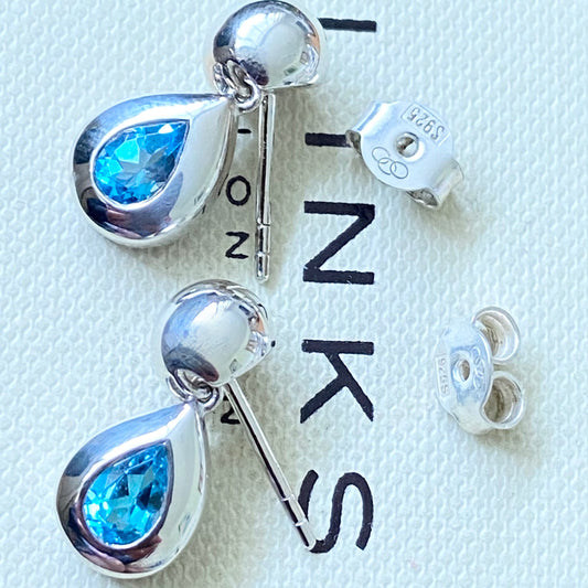 Links of London Tear Drop Earrings with a Blue Topaz Stone