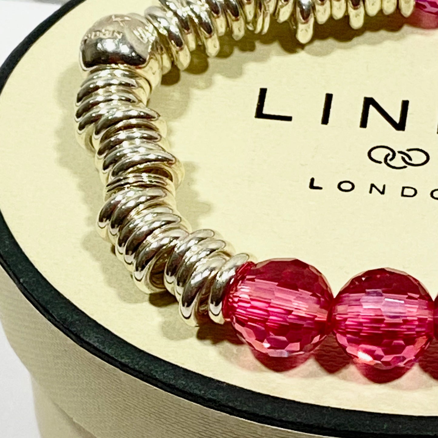 Links of London Deep Pink Rose Quartz 2012 Special Edition Sweetie Bracelet 17cm
