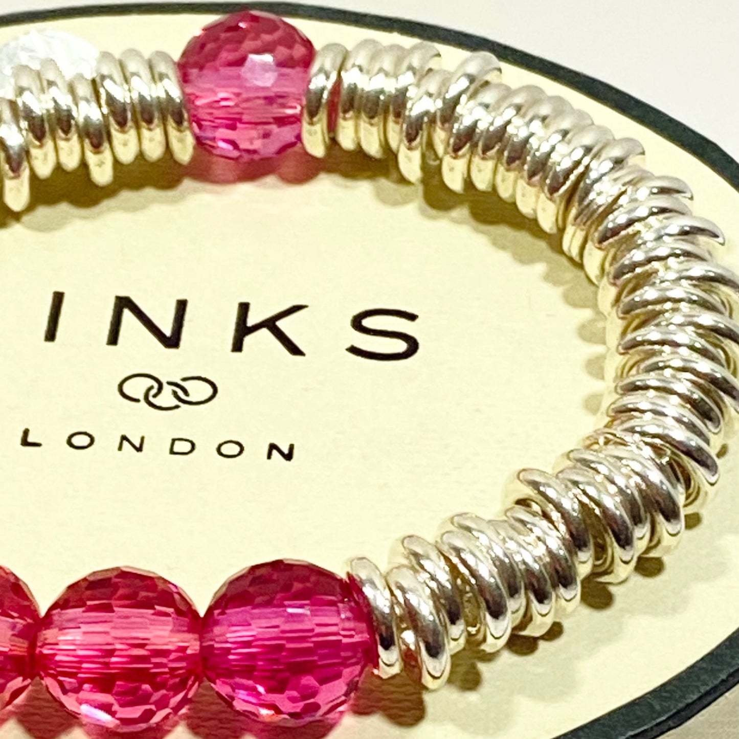 Links of London Deep Pink Rose Quartz 2012 Special Edition Sweetie Bracelet 17cm