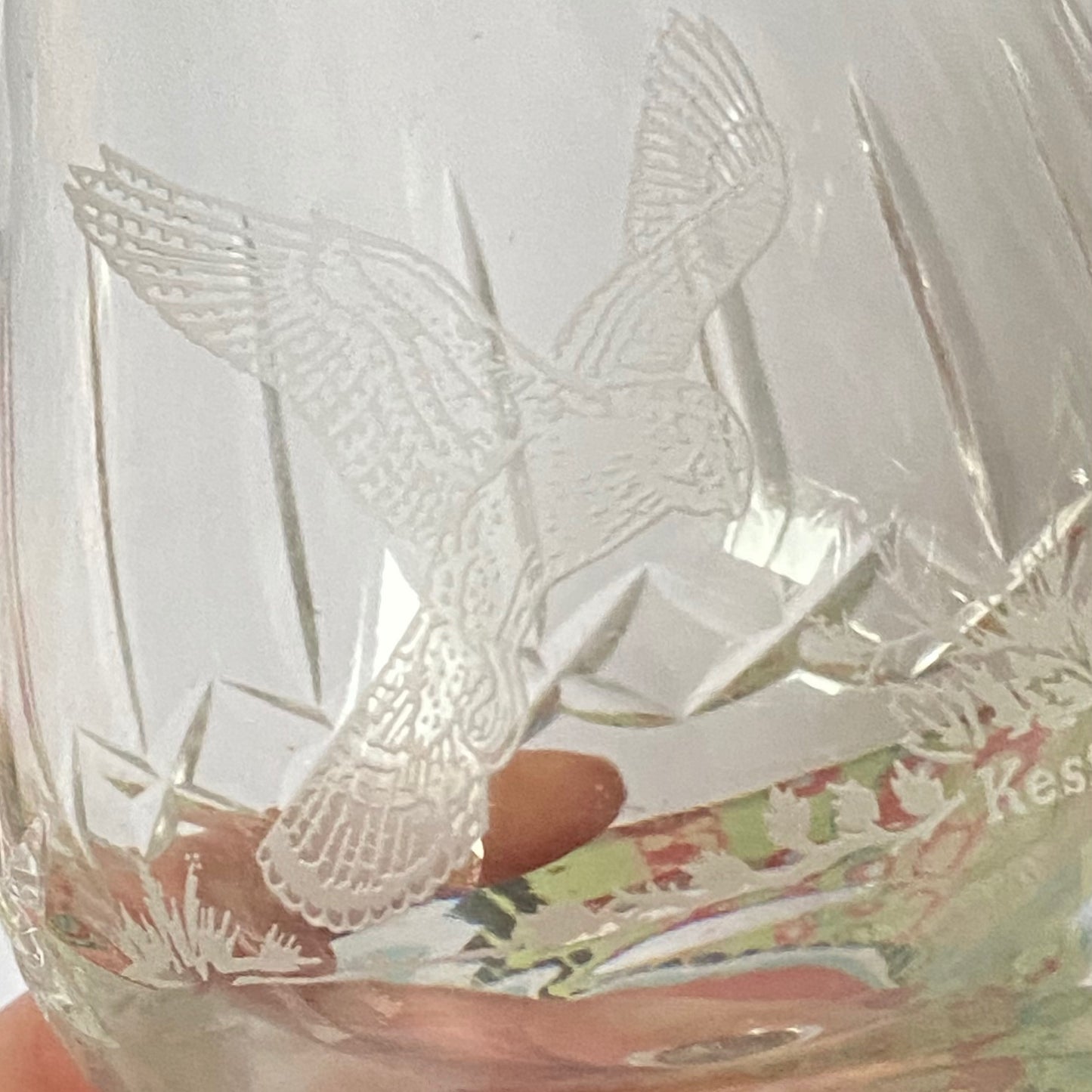 Authentic set of 3 Edinburgh Crystal Brandy Glass, Cut Crystal and Etched with a Grouse, Kestrel and Pheasant. Made in Scotland UK around 1960’s