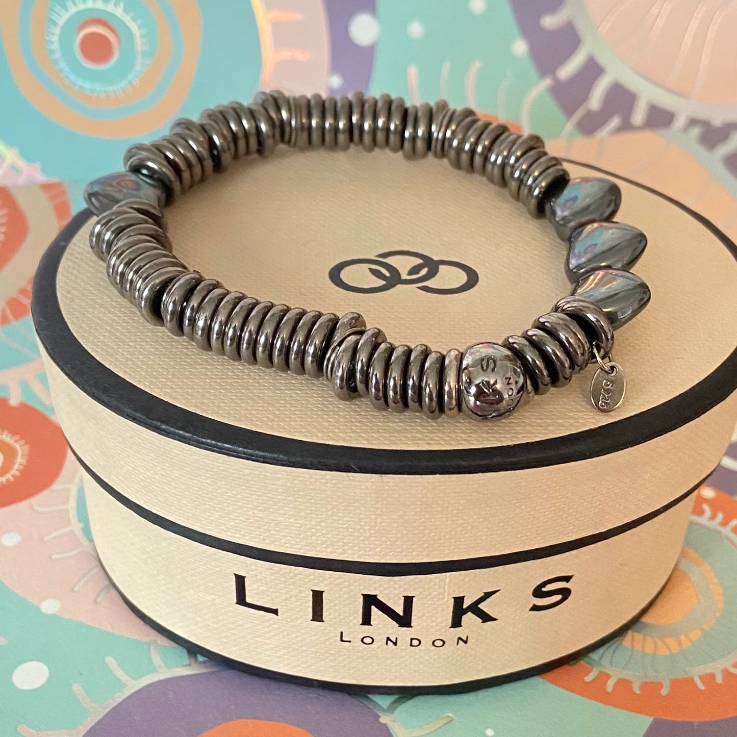Links of London Black Rhodium Hematite Hearts Sweetie Bracelet