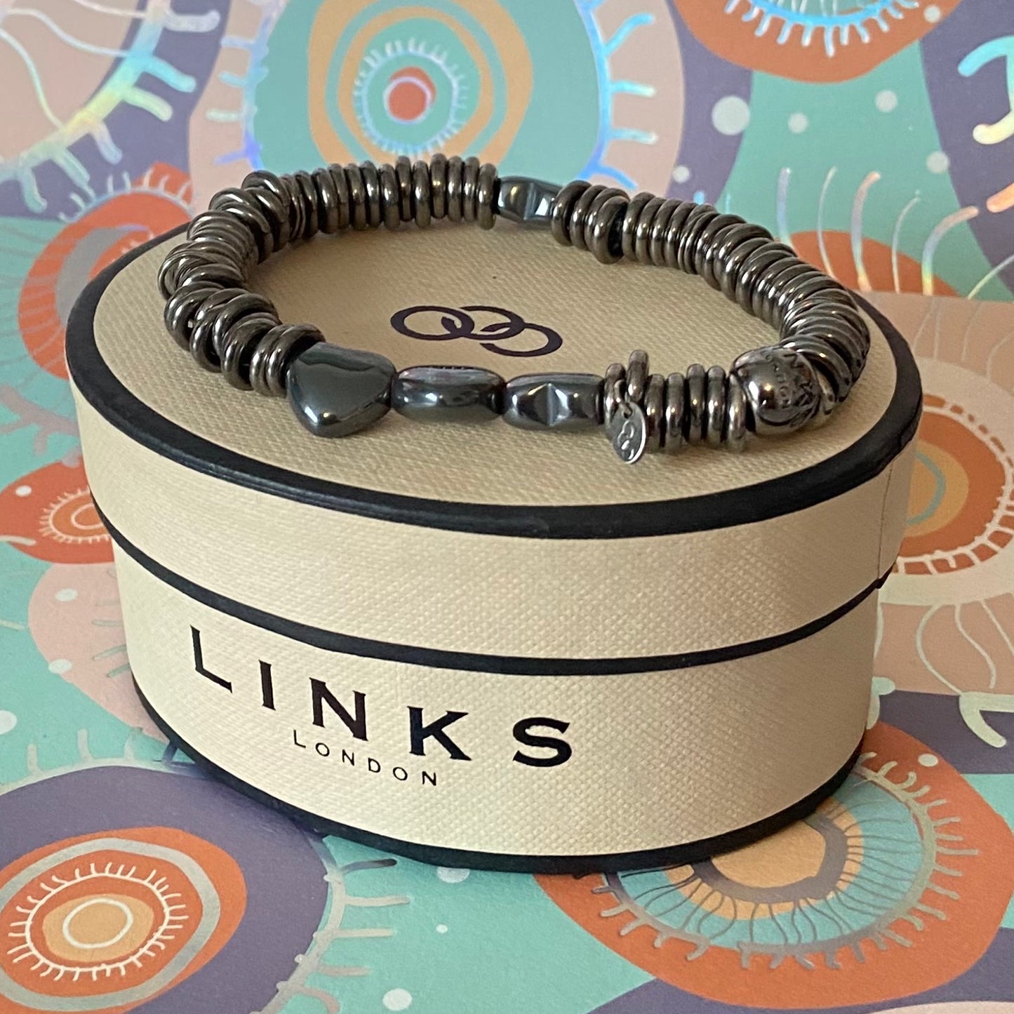 Links of London Black Rhodium Hematite Hearts Sweetie Bracelet