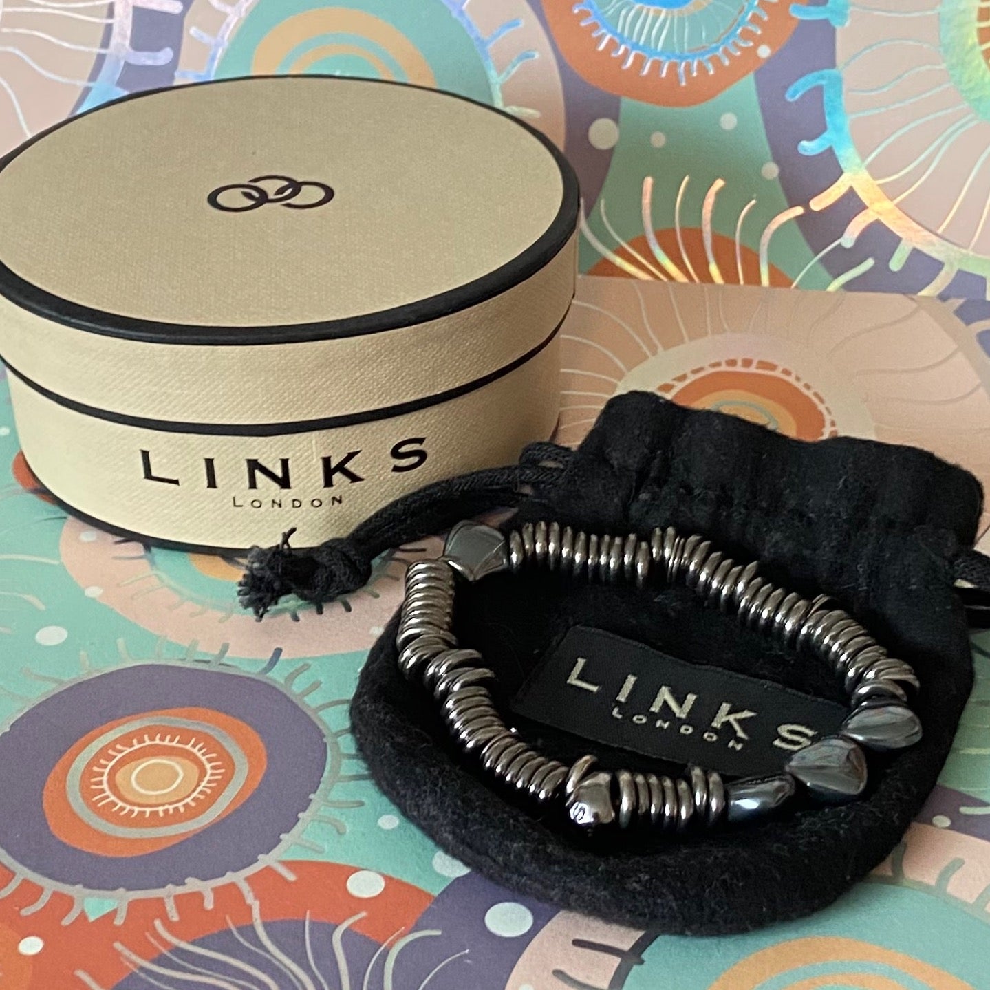 Links of London Black Rhodium Hematite Hearts Sweetie Bracelet