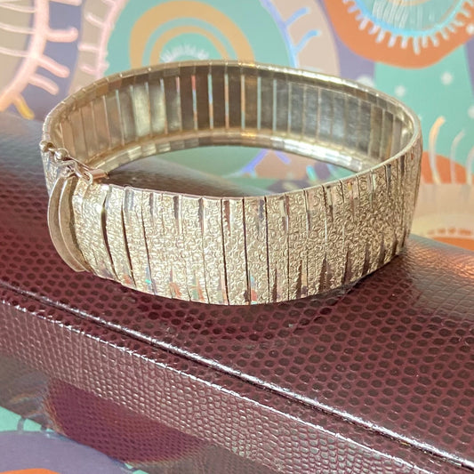 Omega Link articulated cuff bracelet  925   C.1970s  24g Silver