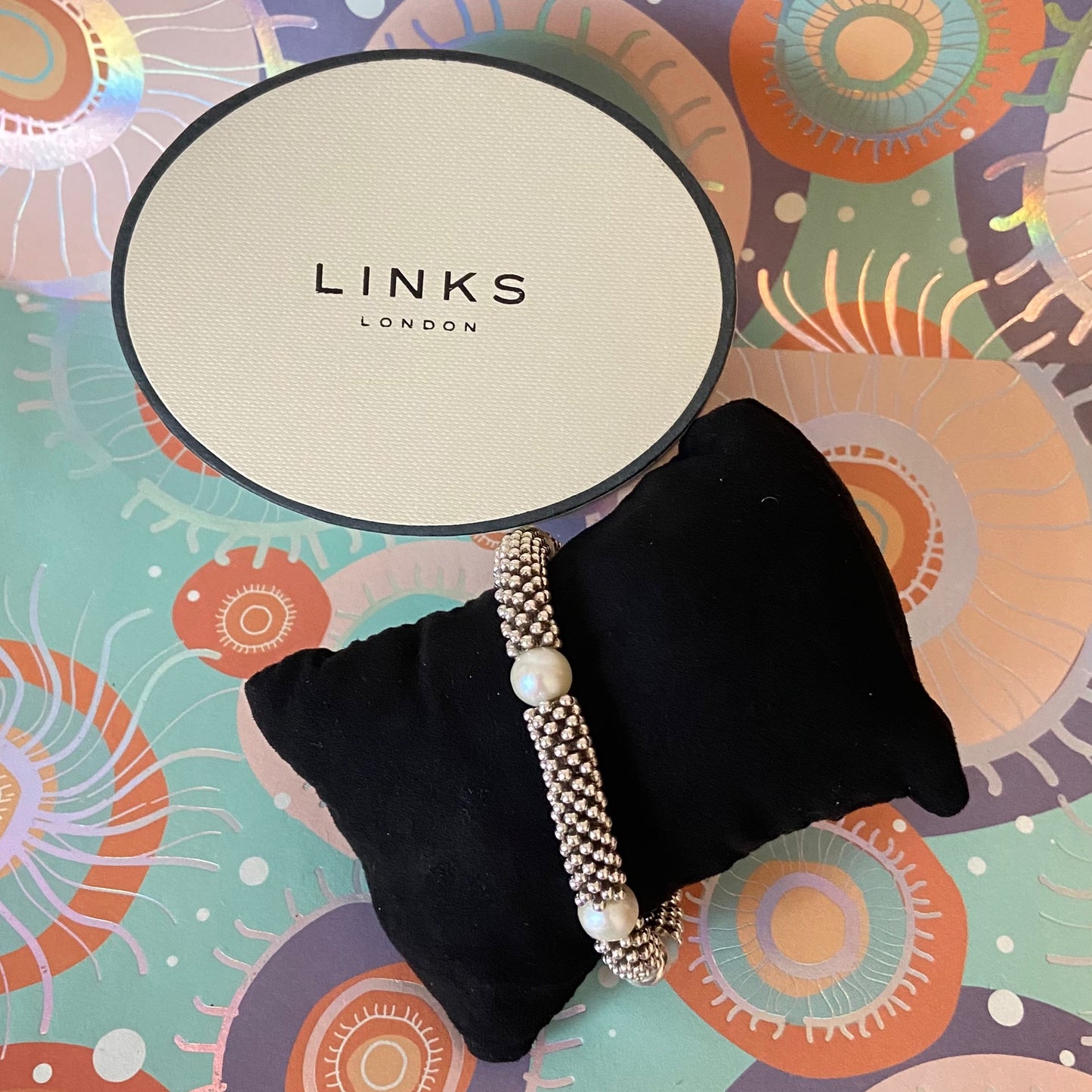 Links of London Black Rhodium Hematite Hearts Sweetie Bracelet