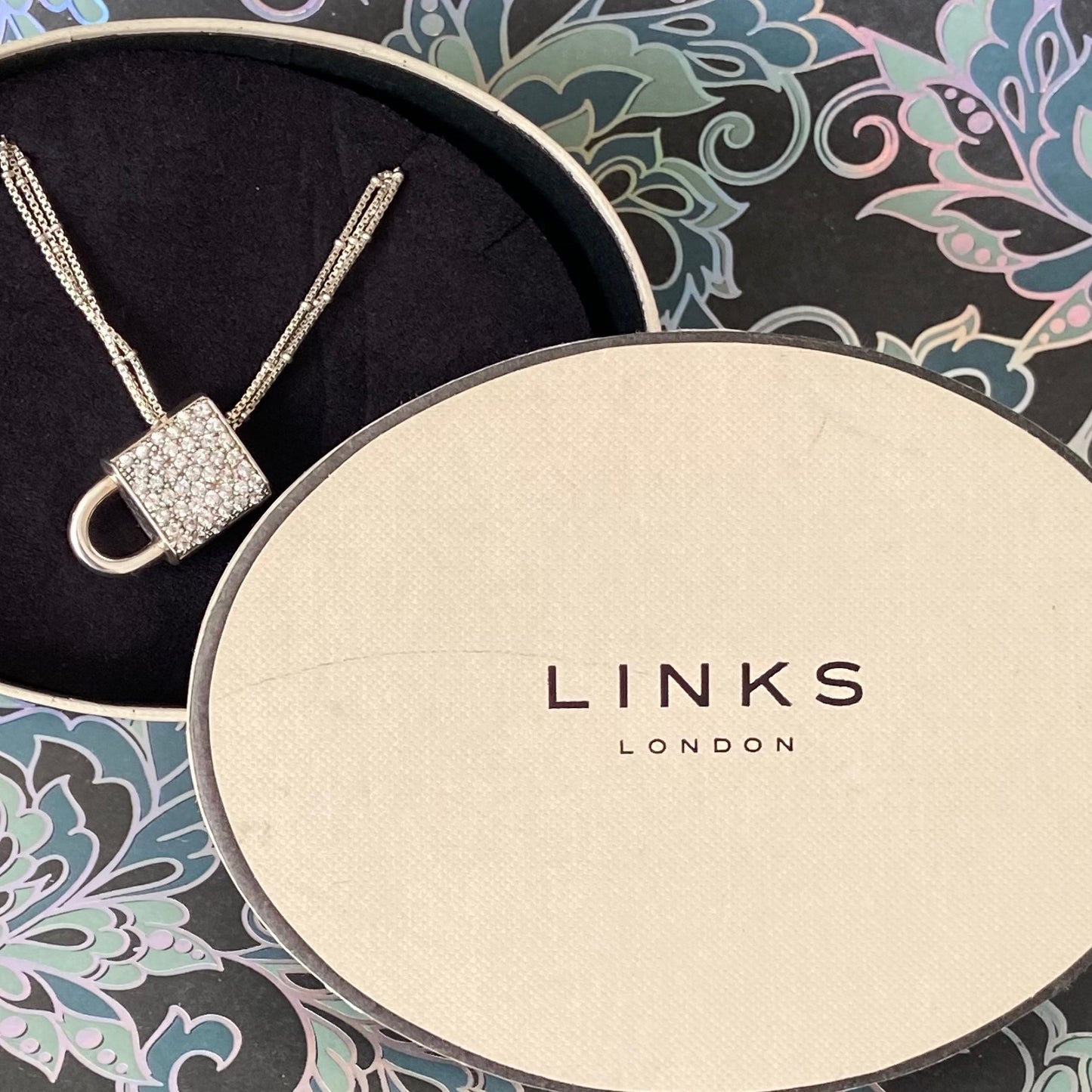 Links of London Necklace with Cubic Zirconia encrusted Lock Design Pendent