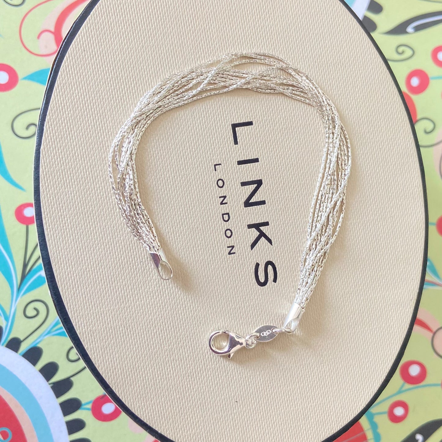 Links of London Sterling Silver Silk Bracelet with 10 strands Size Small 17cm end to end