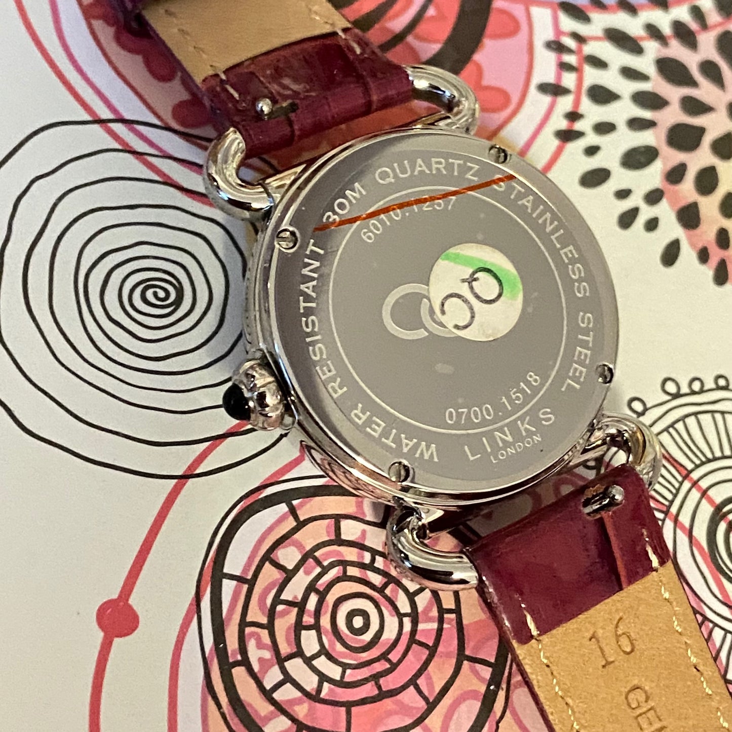 Links of London Driver Watch, Silver tone with a Purple Leather Strap.