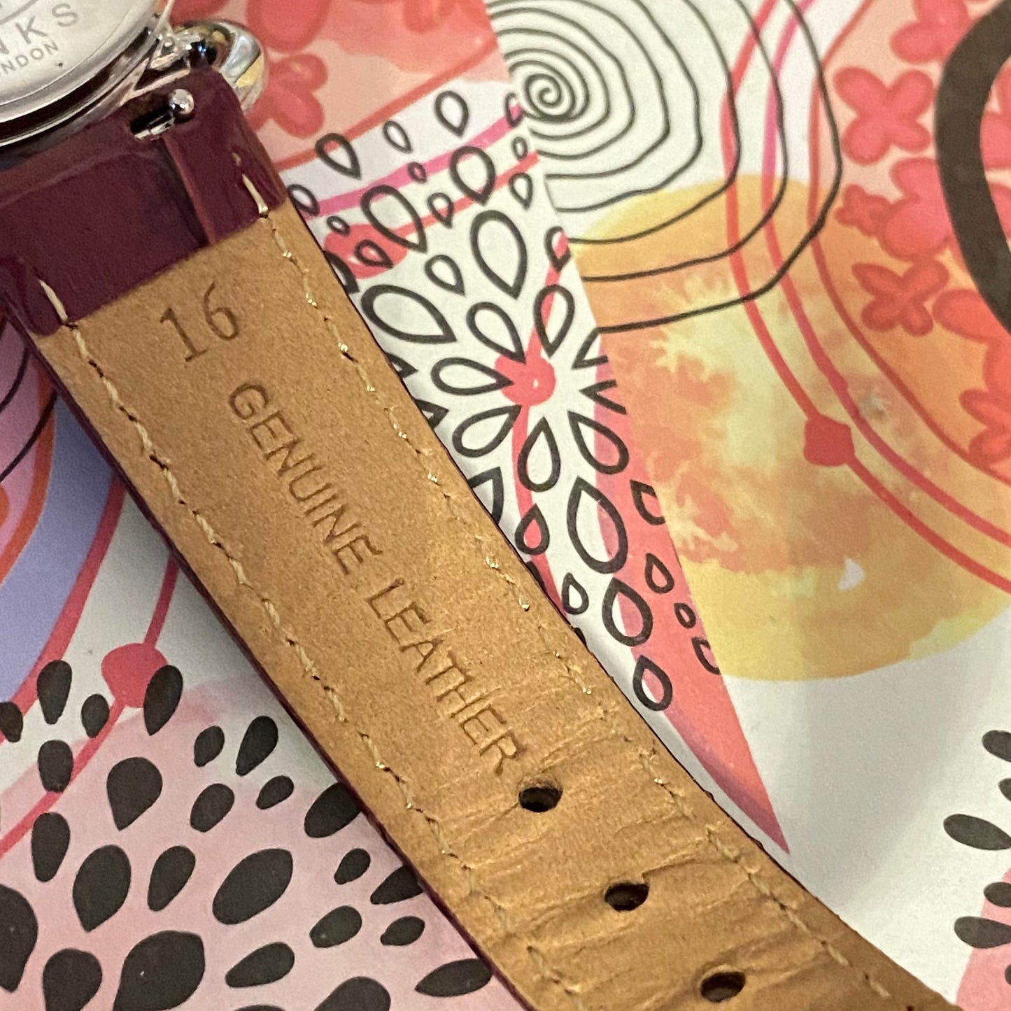 Links of London Driver Watch, Silver tone with a Purple Leather Strap.