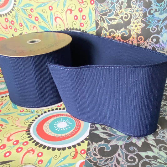 4" x 10 Yard Ribbed  Ribbon Midnight Blue colour
