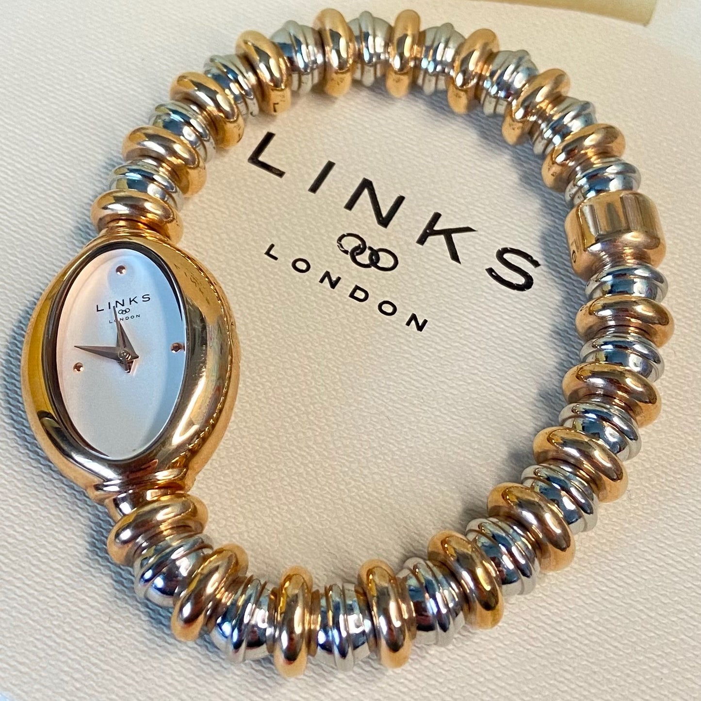 Very rare New Links of London delicate Two Tone Gold and Silver Sweetheart Stainless Steel Watch.