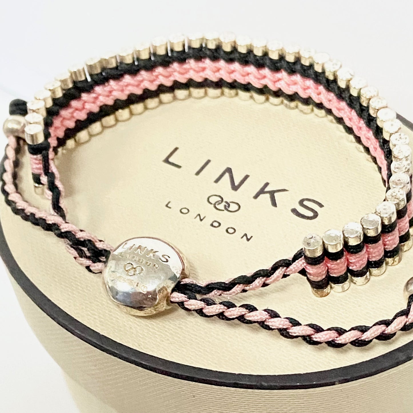 Links of London Pink and Black Beautiful Friendship Bracelet.