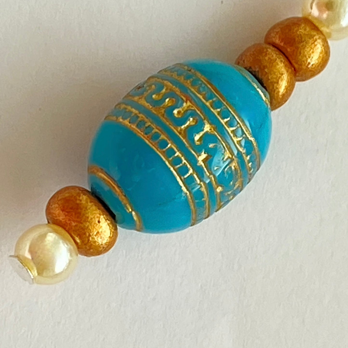 Turquoise and gold beaded Earrings