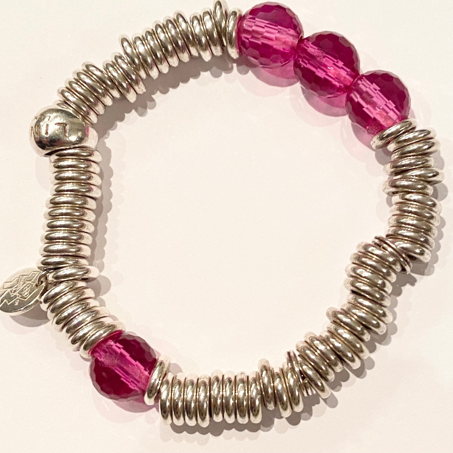 Links of London Deep Pink Rose Quartz 2012 Special Edition Sweetie Bracelet 17cm